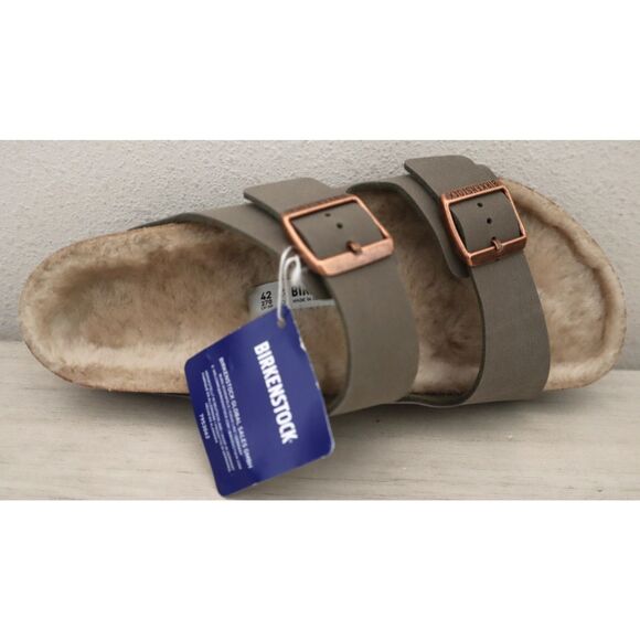 Birkenstock WMN Sz EUR 42 US 11 Green Arizona Shearling-Lined Slide Sandals - Picture 6 of 13